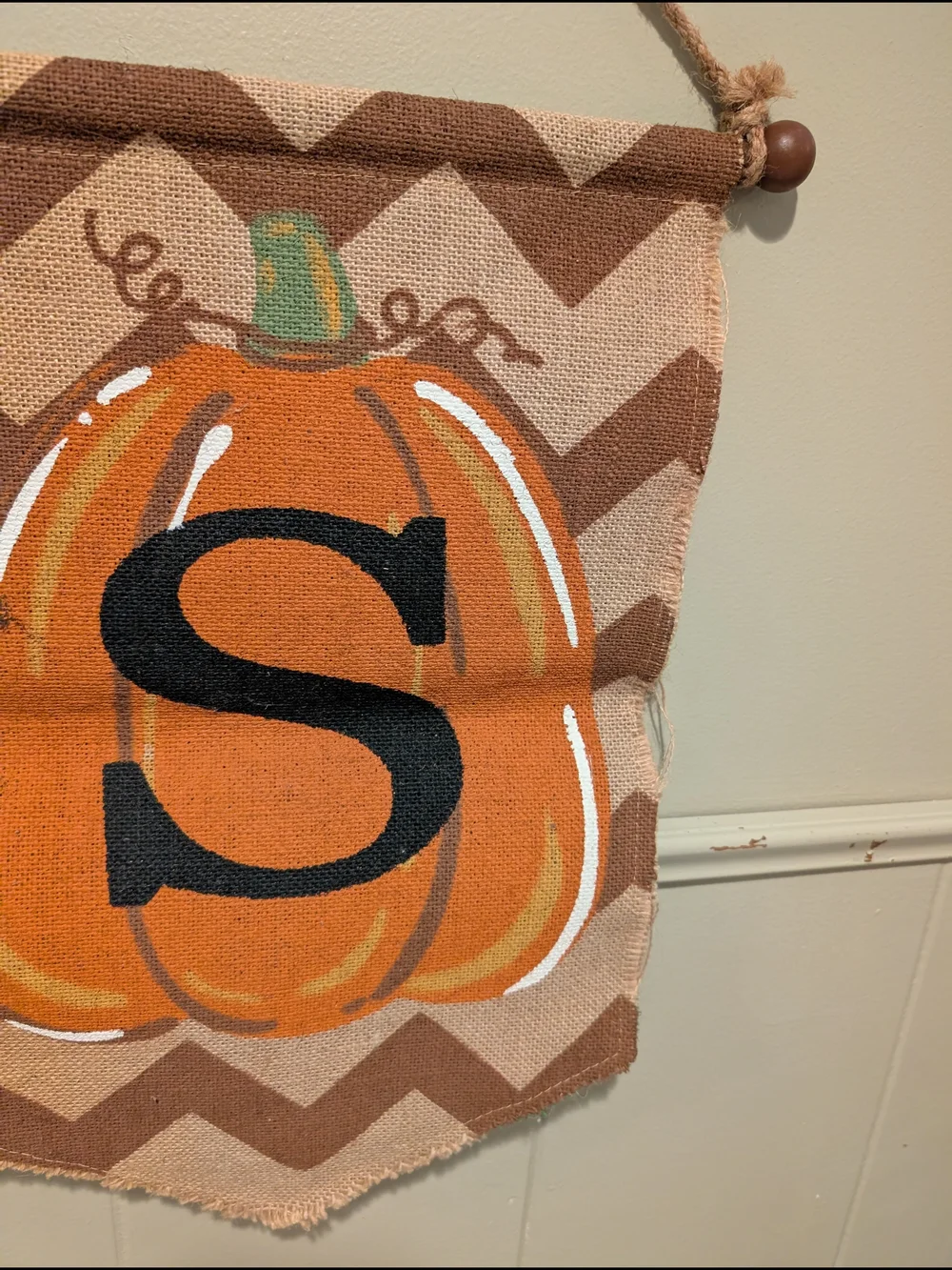 Monogram Pumpkin Burlap Wall Hanging - Orange S